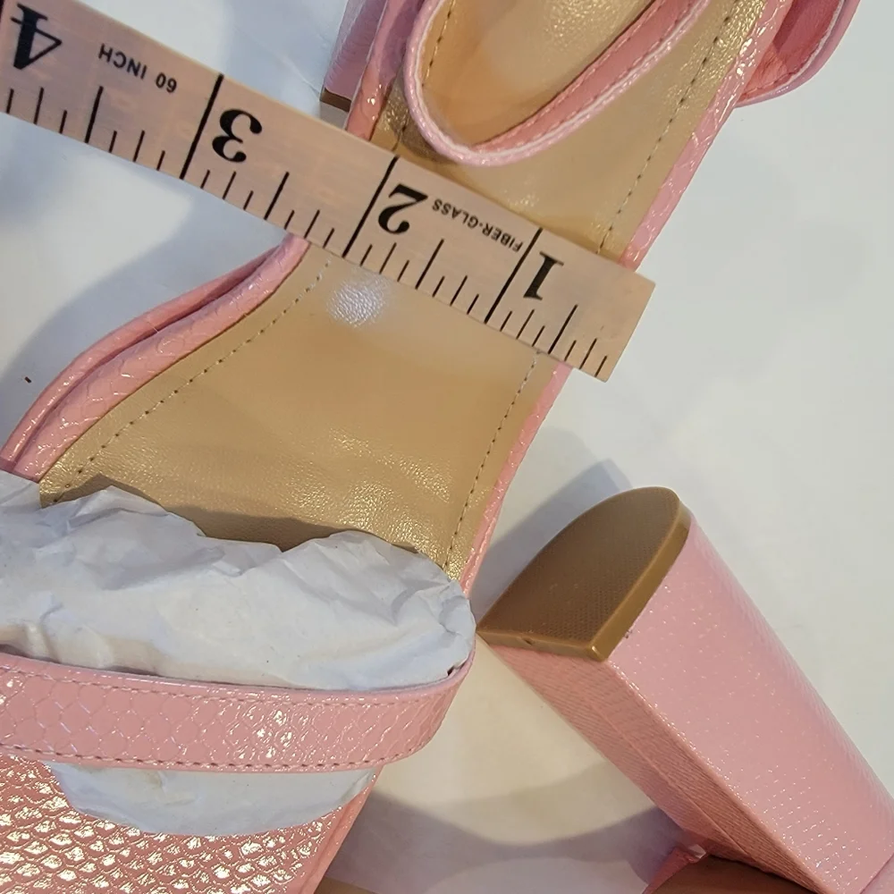 Simmi London Platform Square Toe Heeled Sandal Size 10 Wide Fit New! Pink